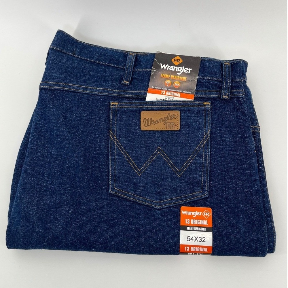 Wrangler Jeans Mens 54x32 Blue FR 13 Original Flame Resistant CAT 2 Denim NEW